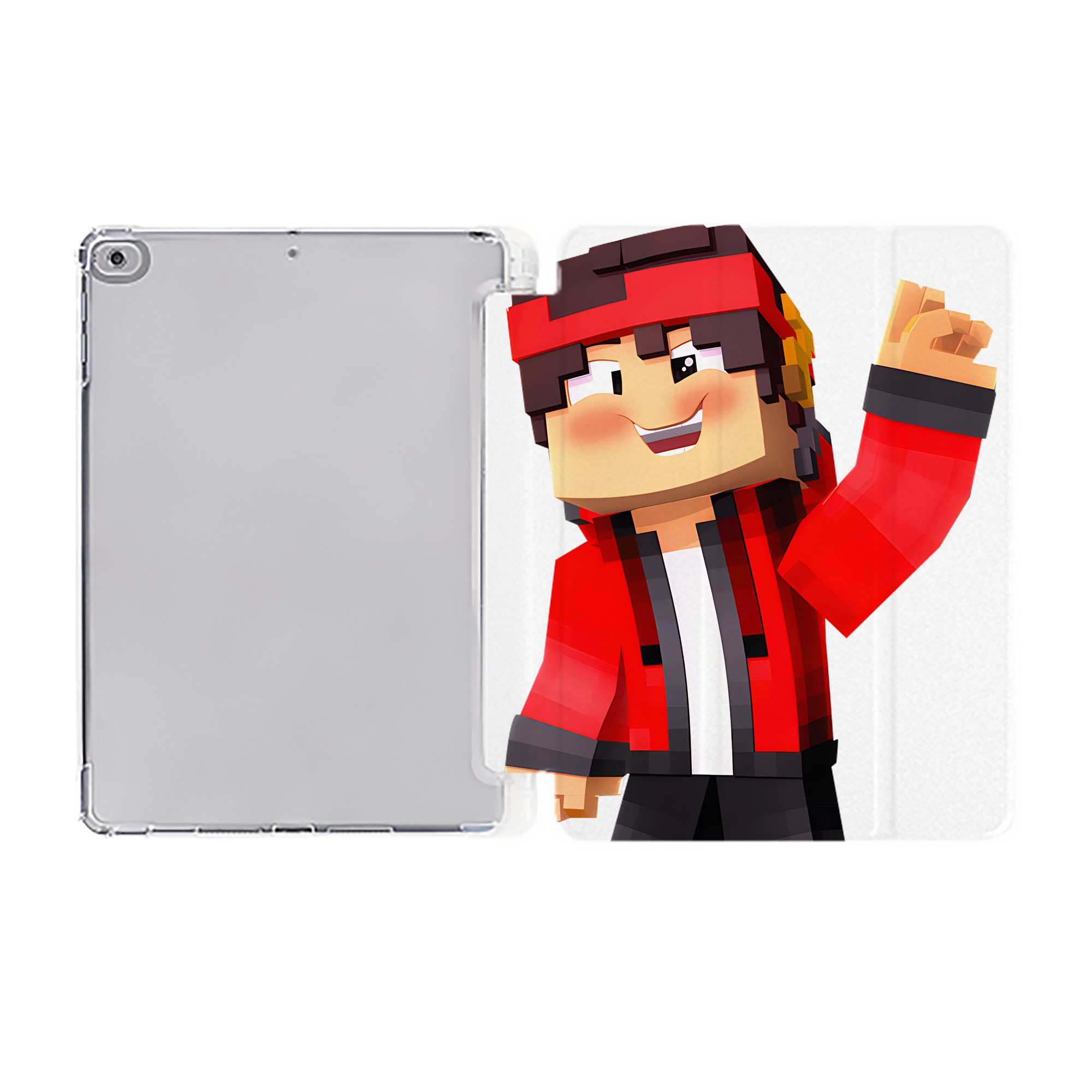 （画像用） マインクラフト ブロックの世界 Minecraft MC Block world IPad ケース ペン収納付き 三つ折りスタンド PUレザー×シリコン 対応機種9.5/10.5/10.9インチ